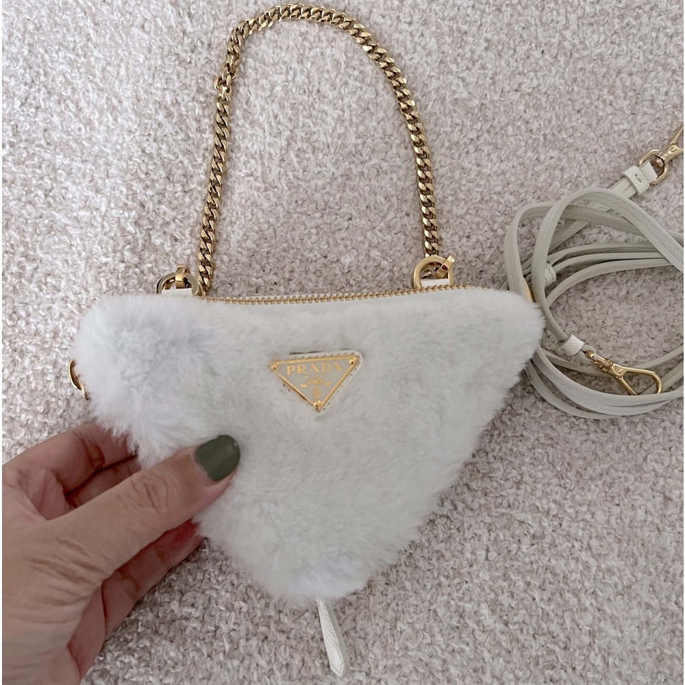 Prada Shearling/Saffiano Leather mini pouch